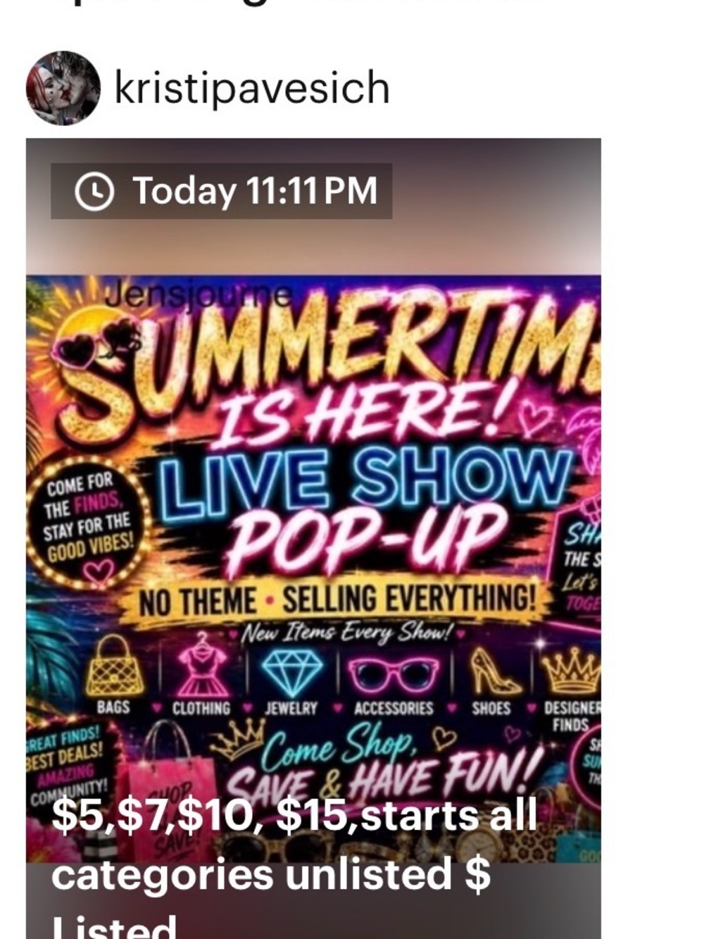 Summertime Is Here! Live Show Pop-Up